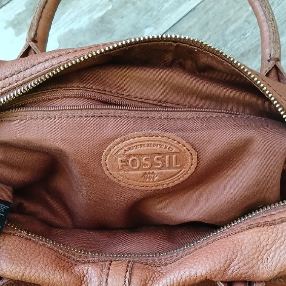 Fossil Tan Leather Satchel - Picture 10 of 16